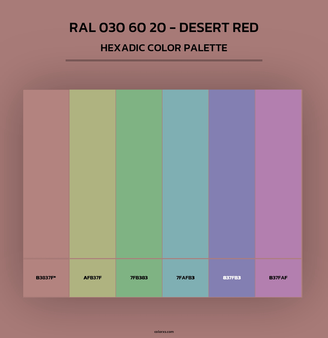 RAL 030 60 20 - Desert Red - Hexadic Color Palette