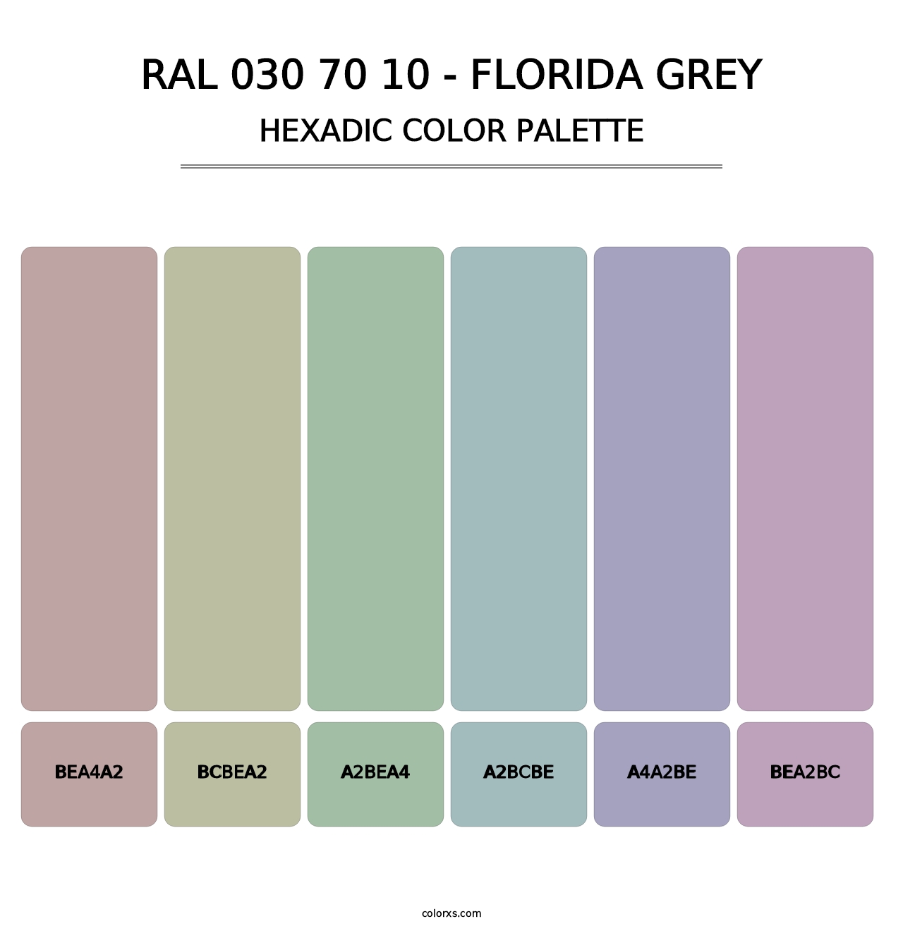 RAL 030 70 10 - Florida Grey - Hexadic Color Palette