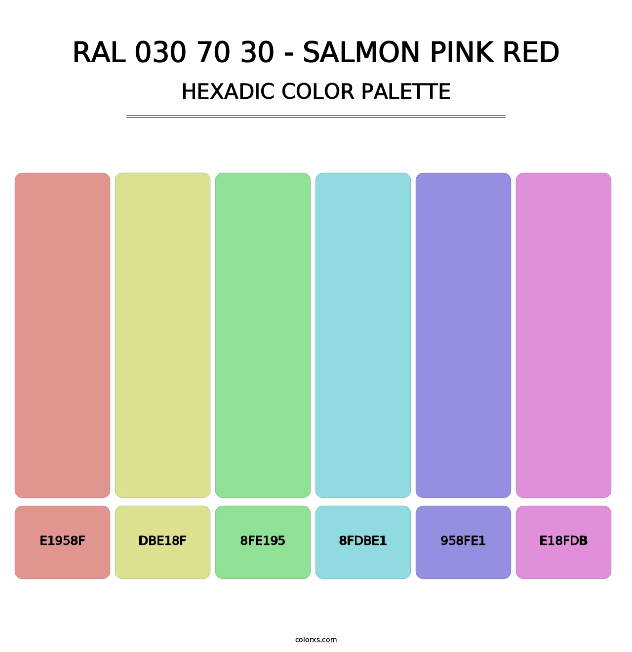 RAL 030 70 30 - Salmon Pink Red - Hexadic Color Palette