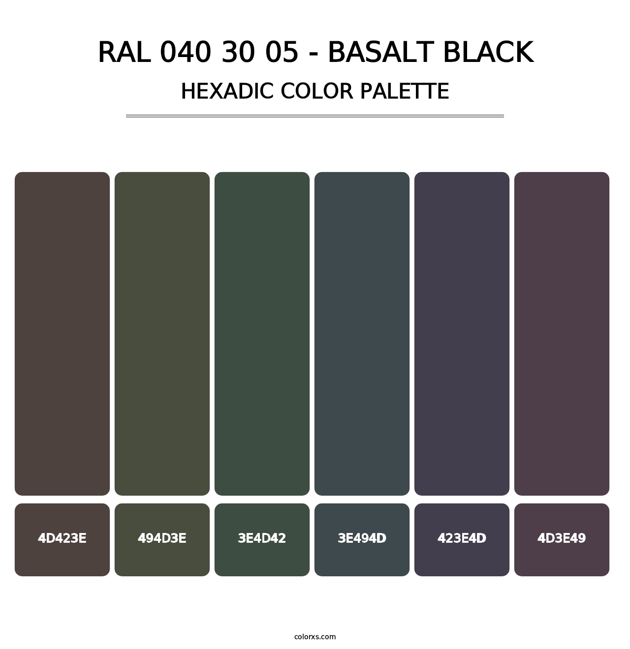 RAL 040 30 05 - Basalt Black - Hexadic Color Palette