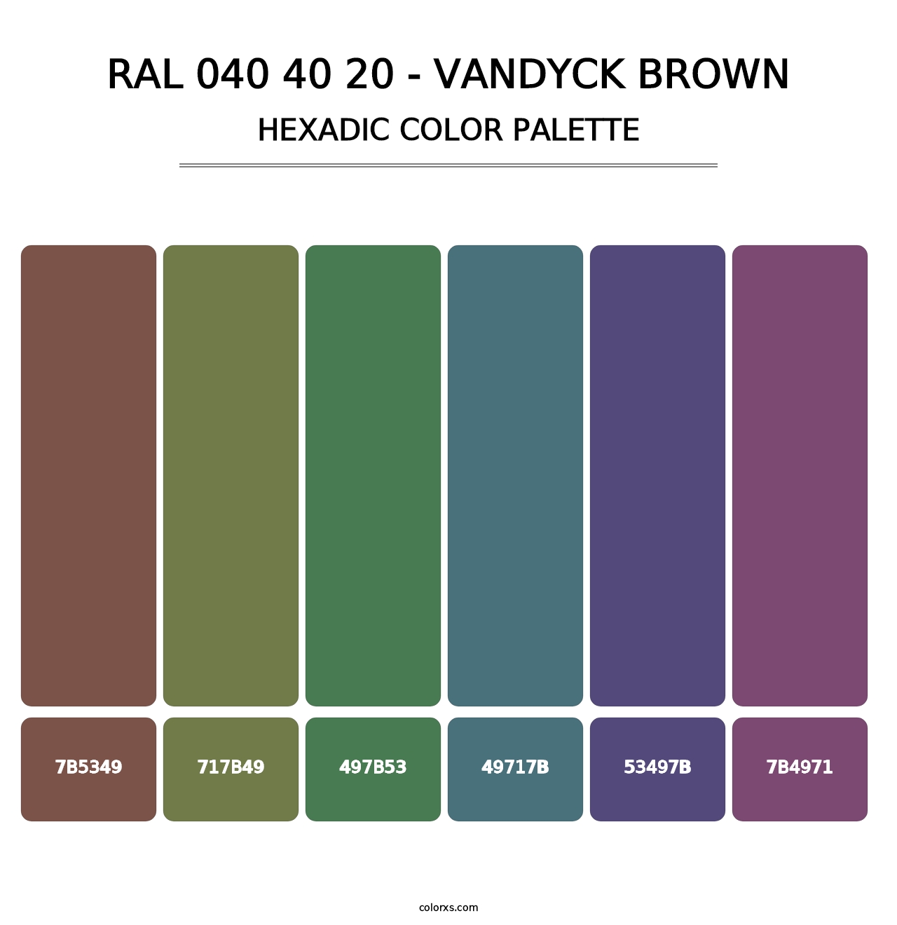 RAL 040 40 20 - Vandyck Brown - Hexadic Color Palette
