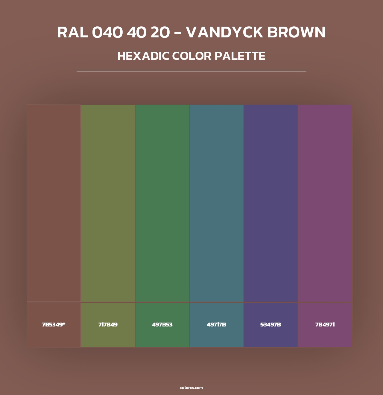 RAL 040 40 20 - Vandyck Brown - Hexadic Color Palette