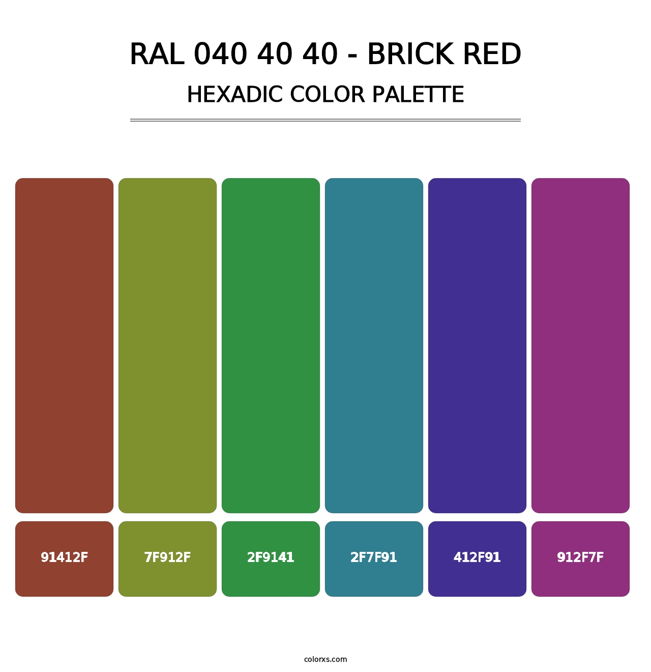 RAL 040 40 40 - Brick Red - Hexadic Color Palette