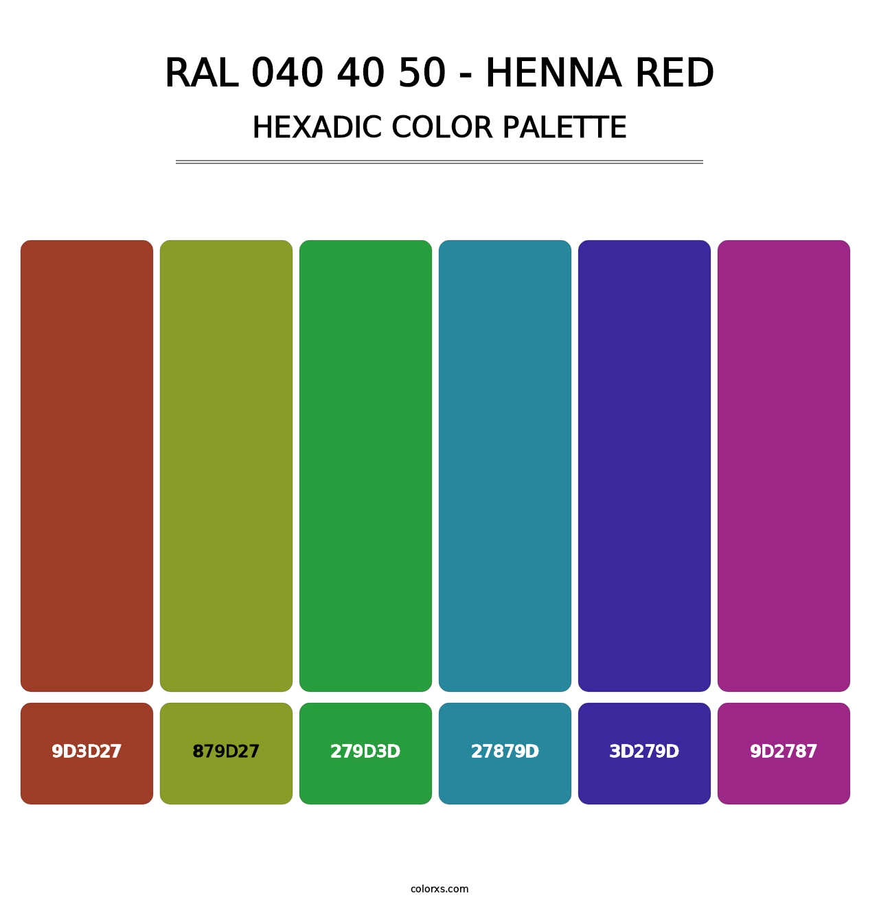 RAL 040 40 50 - Henna Red - Hexadic Color Palette
