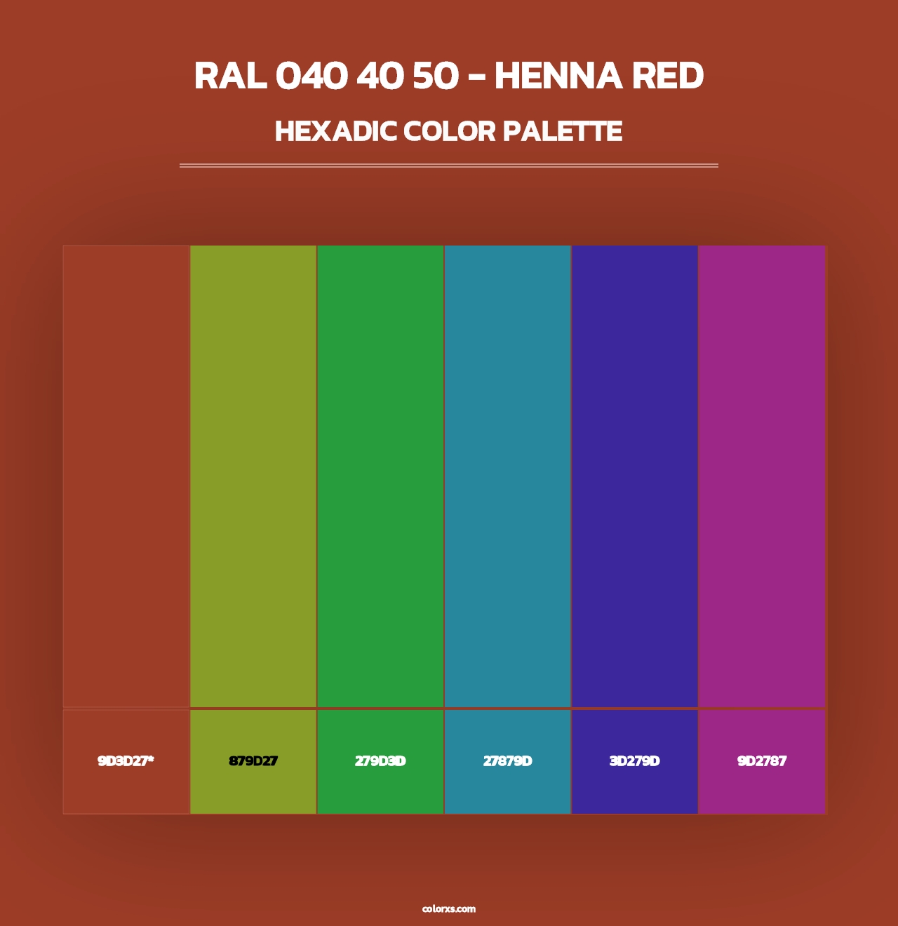 RAL 040 40 50 - Henna Red - Hexadic Color Palette