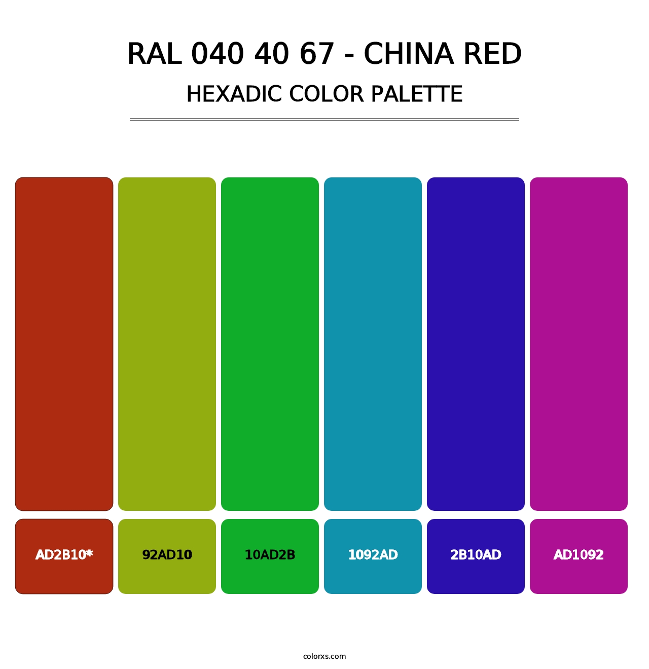 RAL 040 40 67 - China Red - Hexadic Color Palette