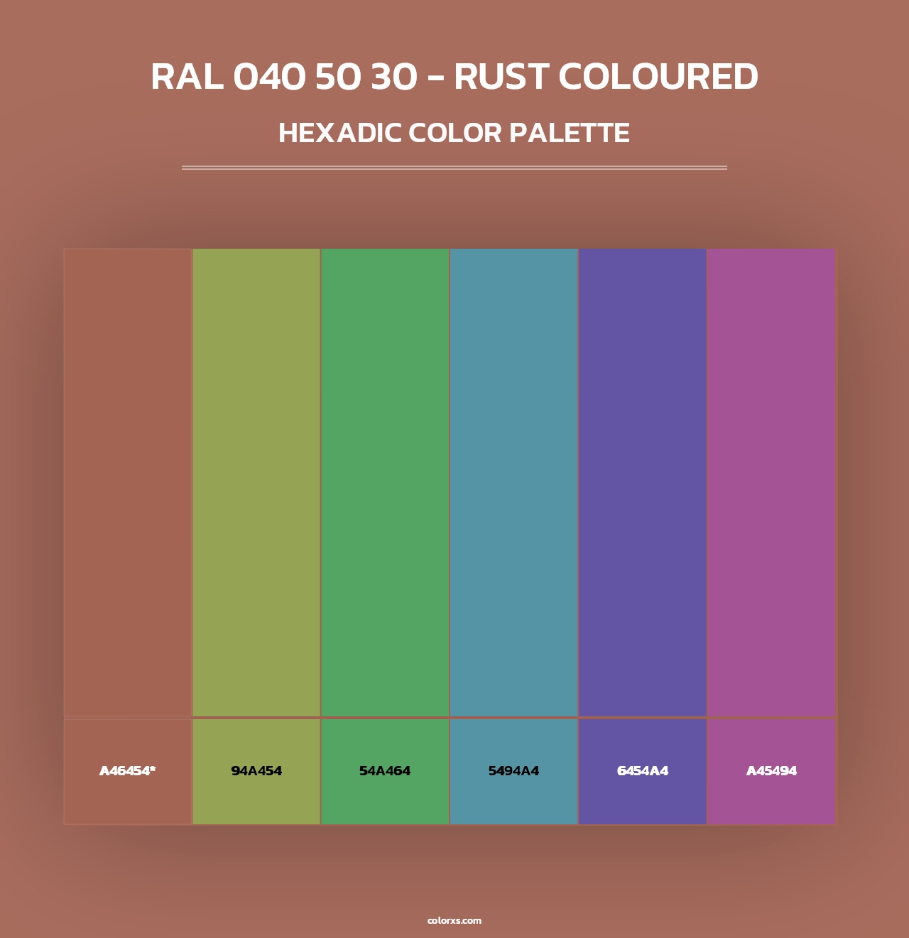 RAL 040 50 30 - Rust Coloured - Hexadic Color Palette