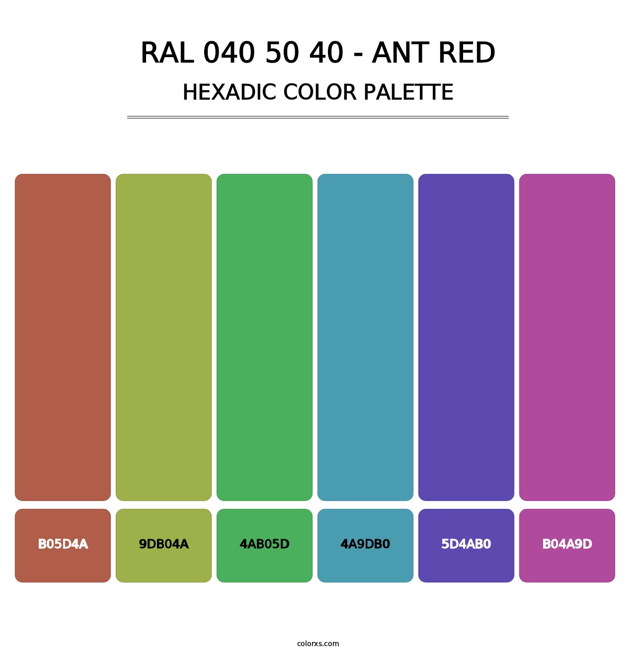 RAL 040 50 40 - Ant Red - Hexadic Color Palette