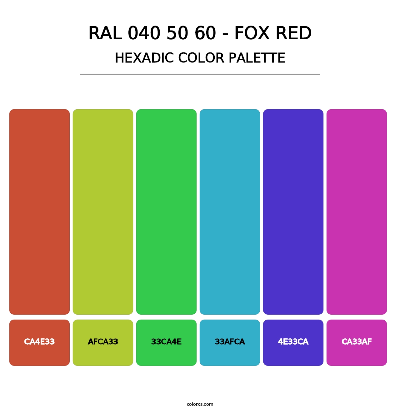 RAL 040 50 60 - Fox Red - Hexadic Color Palette