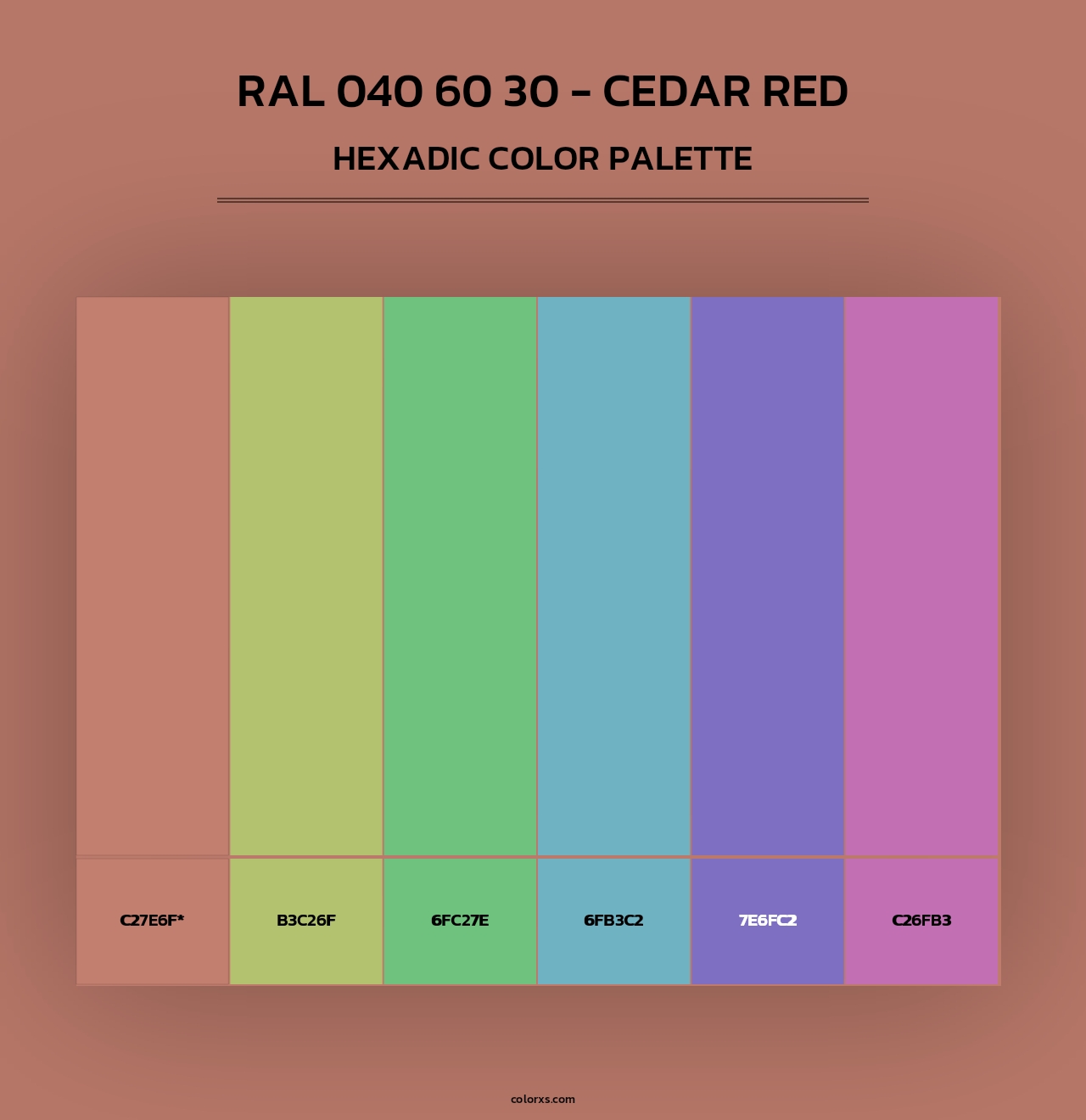 RAL 040 60 30 - Cedar Red - Hexadic Color Palette
