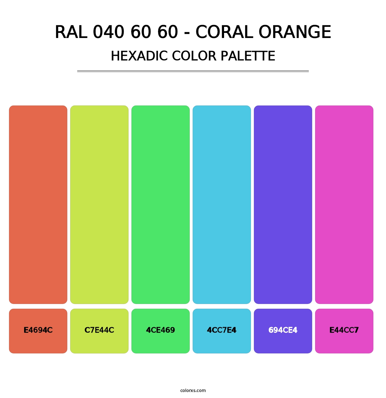 RAL 040 60 60 - Coral Orange - Hexadic Color Palette