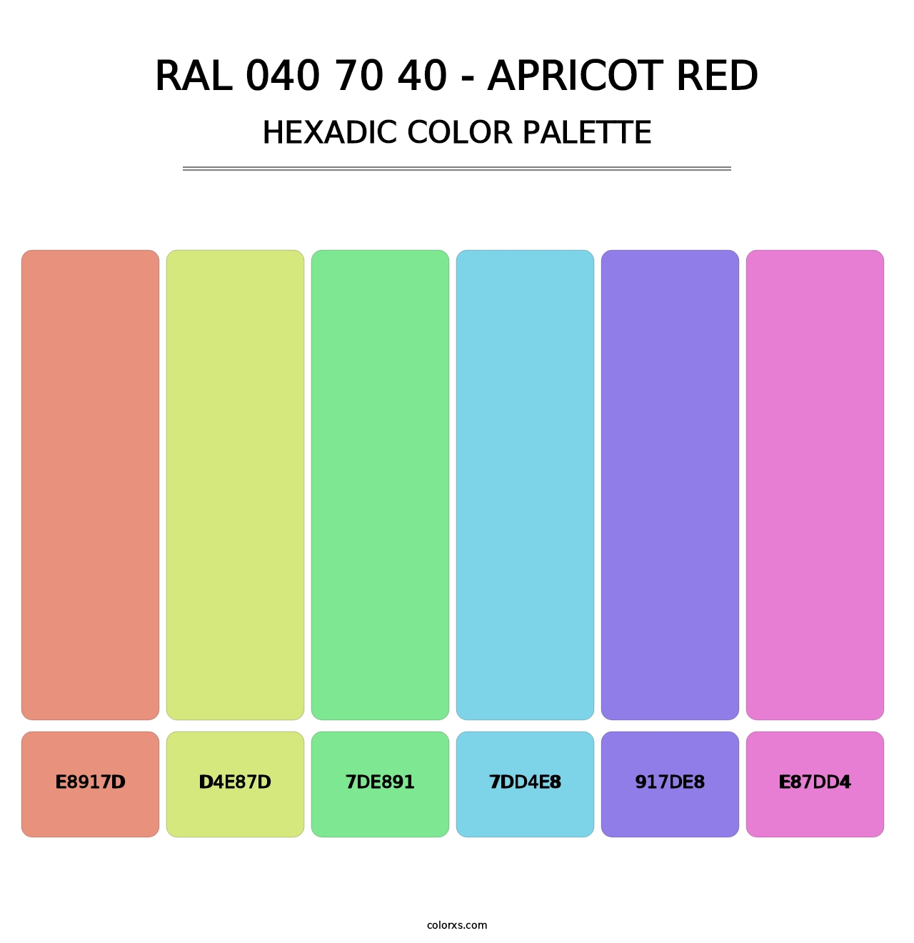RAL 040 70 40 - Apricot Red - Hexadic Color Palette