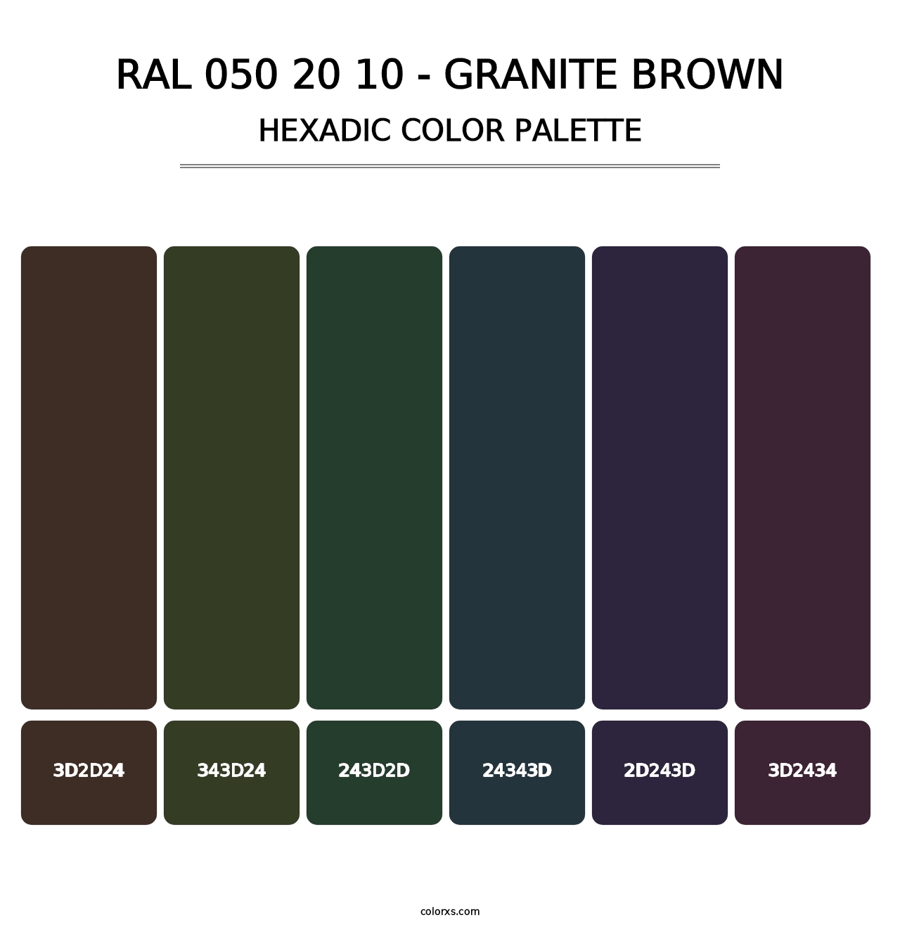 RAL 050 20 10 - Granite Brown - Hexadic Color Palette