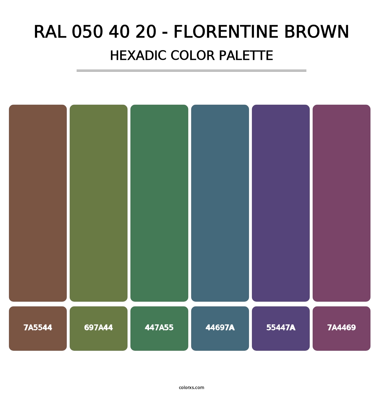 RAL 050 40 20 - Florentine Brown - Hexadic Color Palette