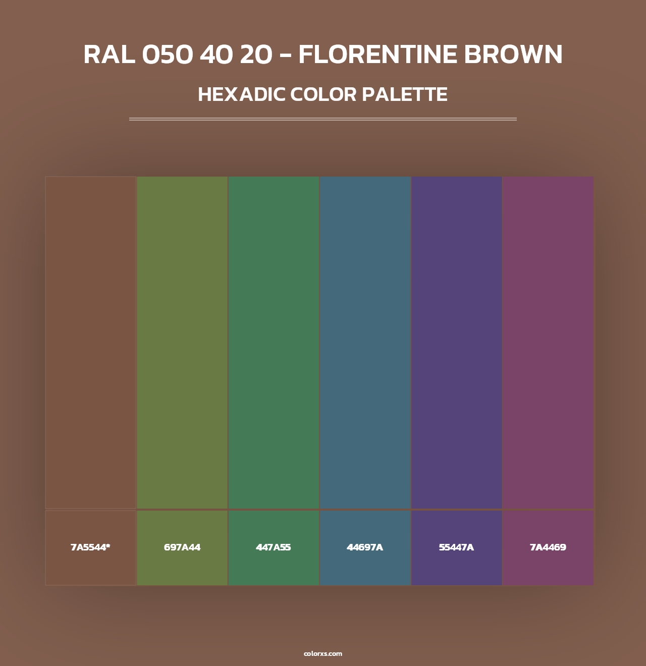 RAL 050 40 20 - Florentine Brown - Hexadic Color Palette
