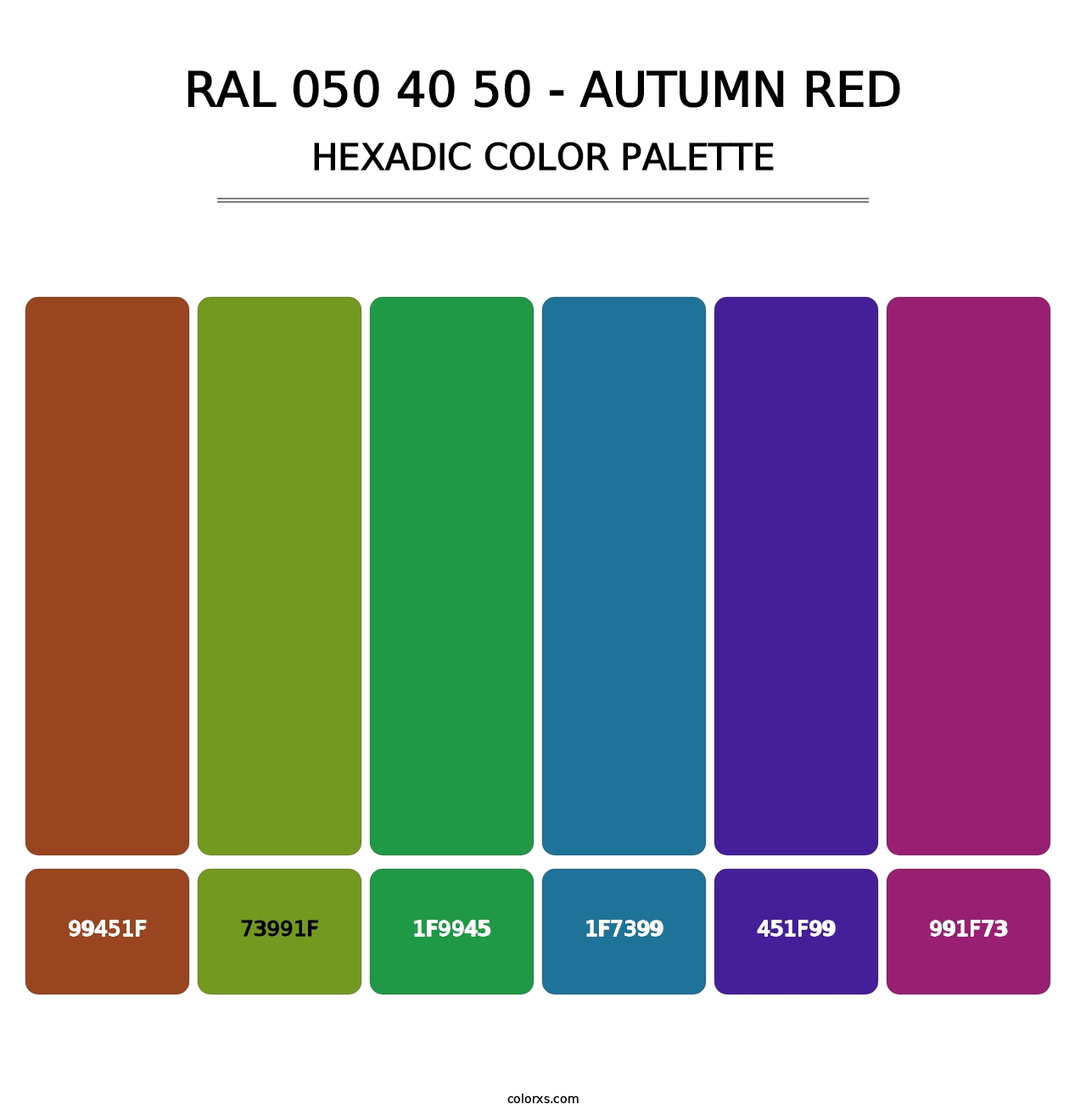 RAL 050 40 50 - Autumn Red - Hexadic Color Palette
