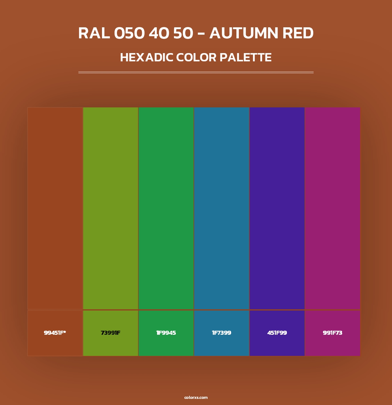 RAL 050 40 50 - Autumn Red - Hexadic Color Palette