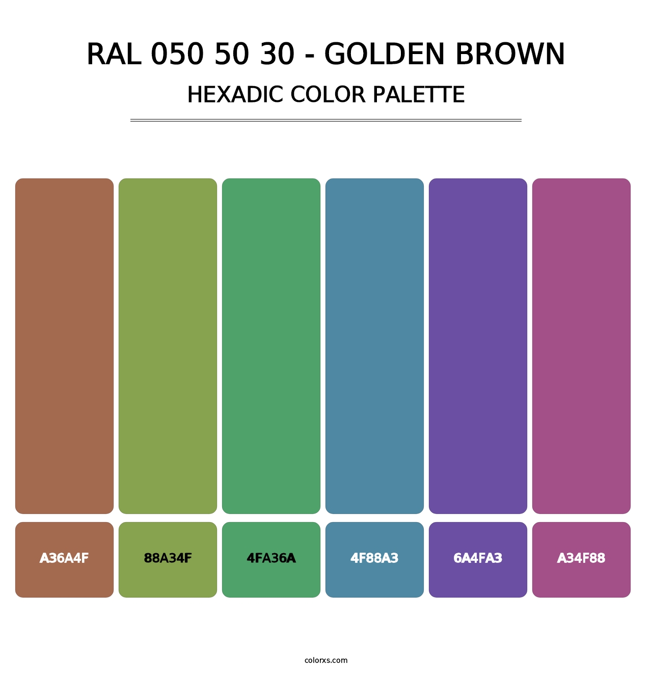 RAL 050 50 30 - Golden Brown - Hexadic Color Palette