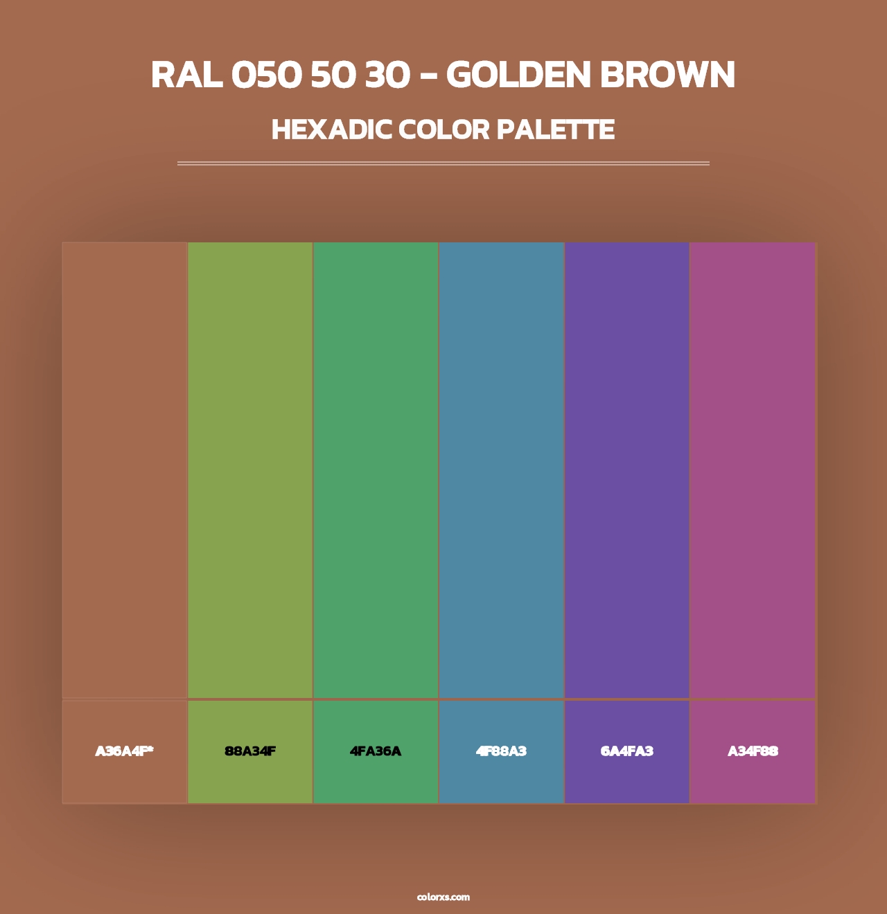 RAL 050 50 30 - Golden Brown - Hexadic Color Palette
