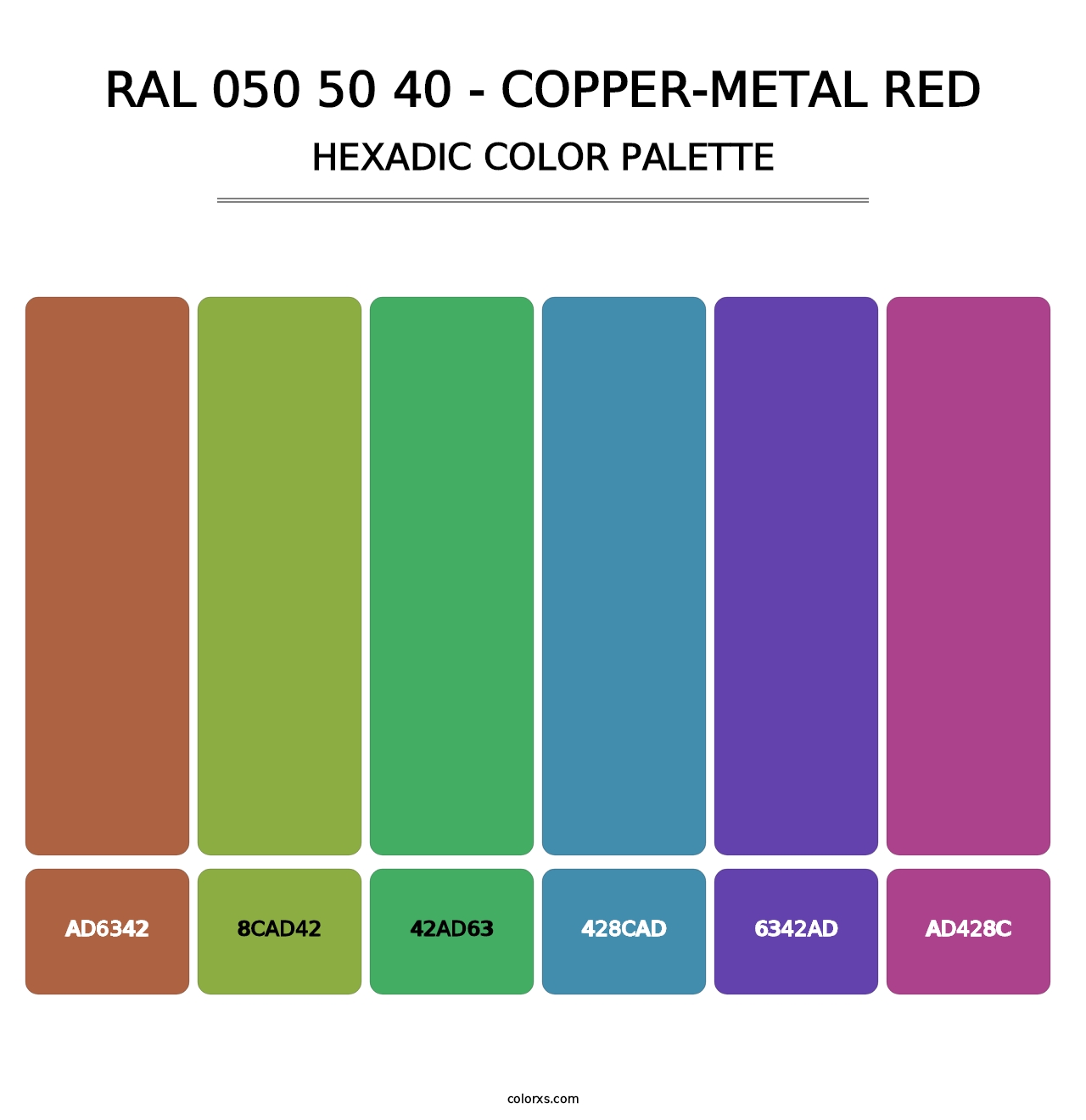 RAL 050 50 40 - Copper-Metal Red - Hexadic Color Palette