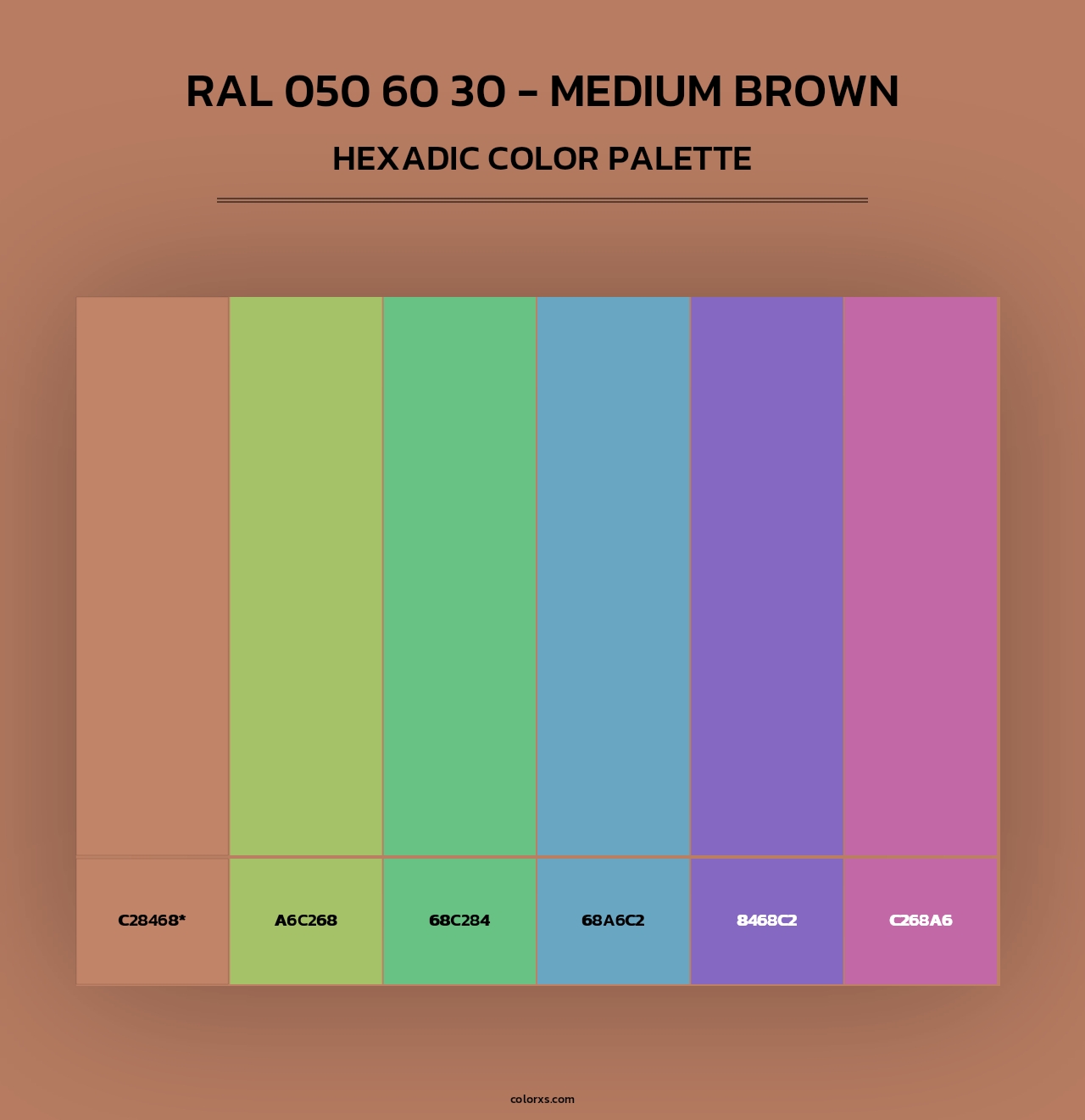RAL 050 60 30 - Medium Brown - Hexadic Color Palette