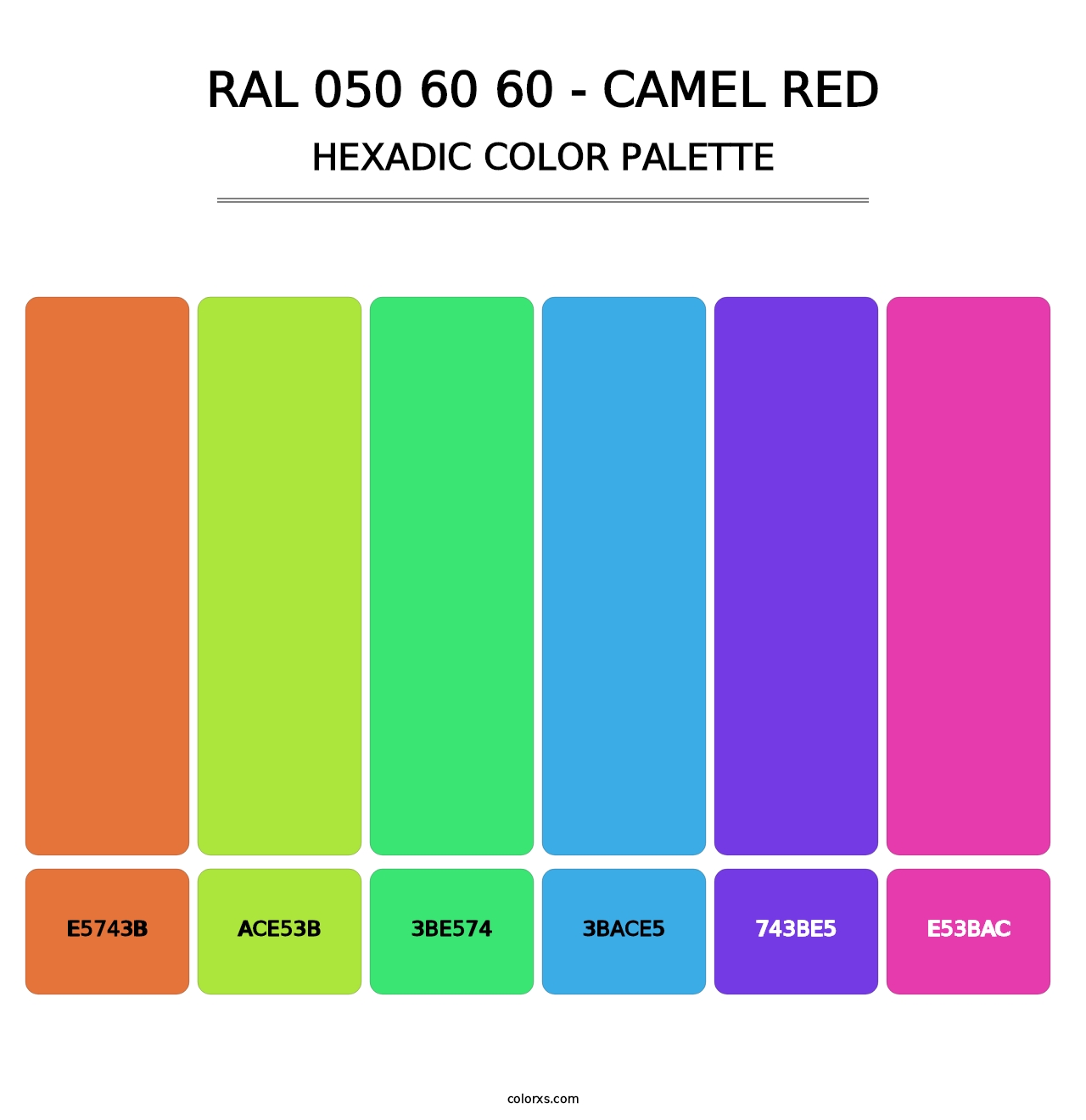 RAL 050 60 60 - Camel Red - Hexadic Color Palette