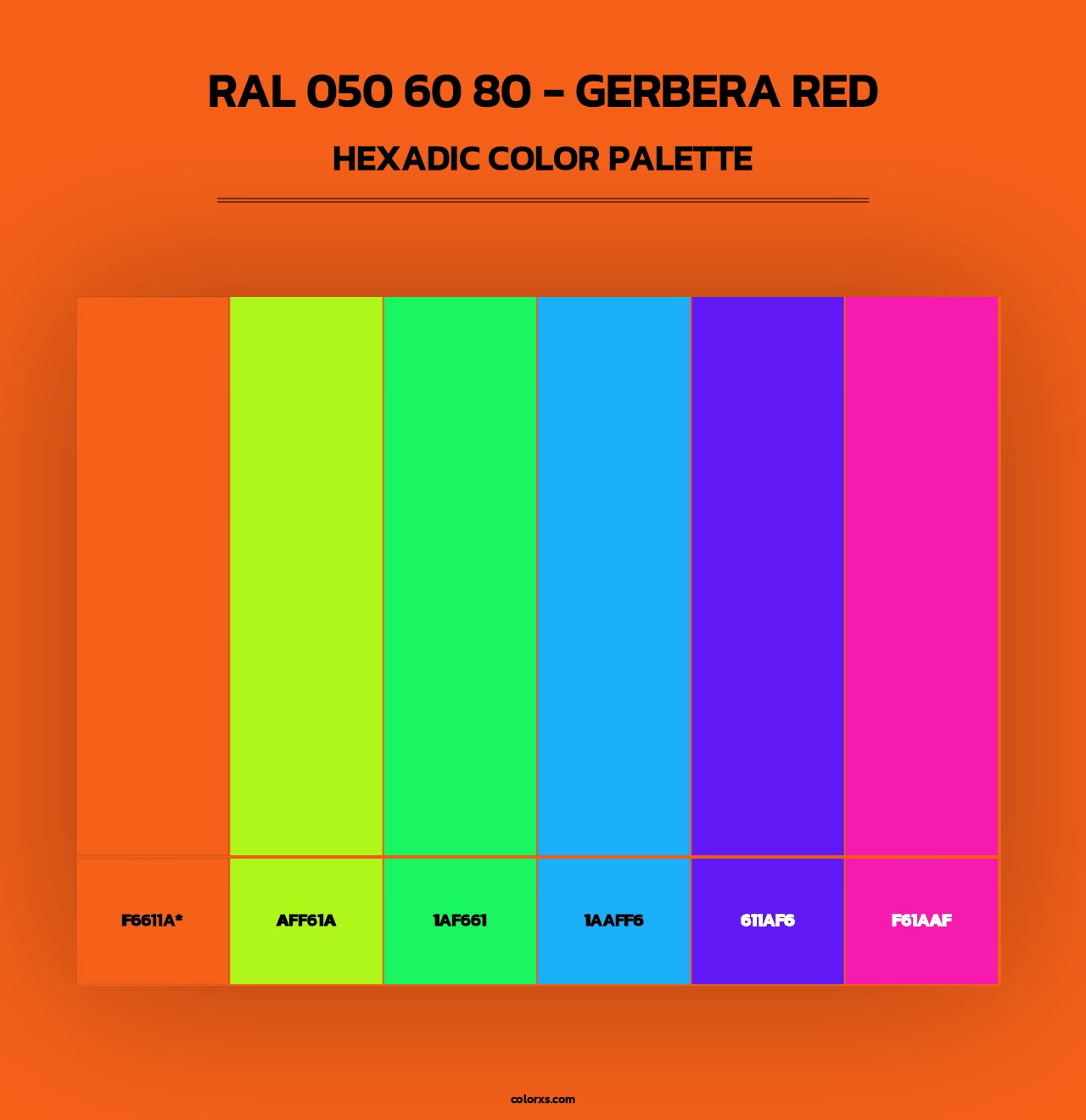 RAL 050 60 80 - Gerbera Red - Hexadic Color Palette