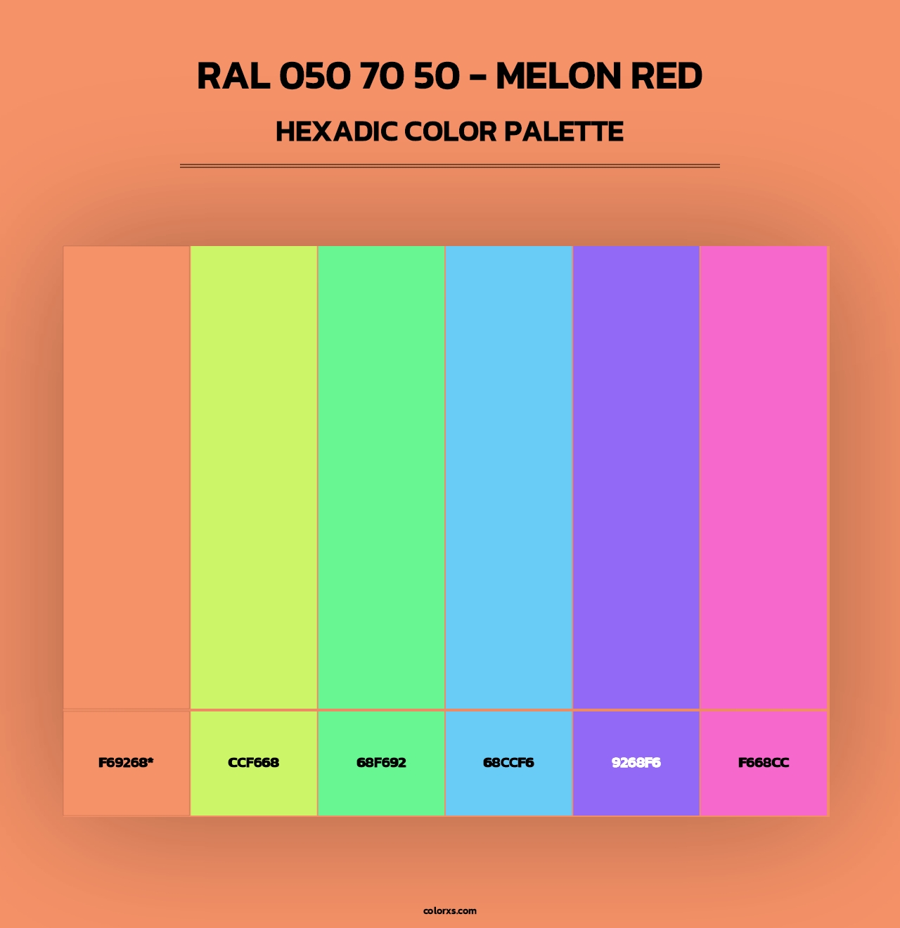 RAL 050 70 50 - Melon Red - Hexadic Color Palette