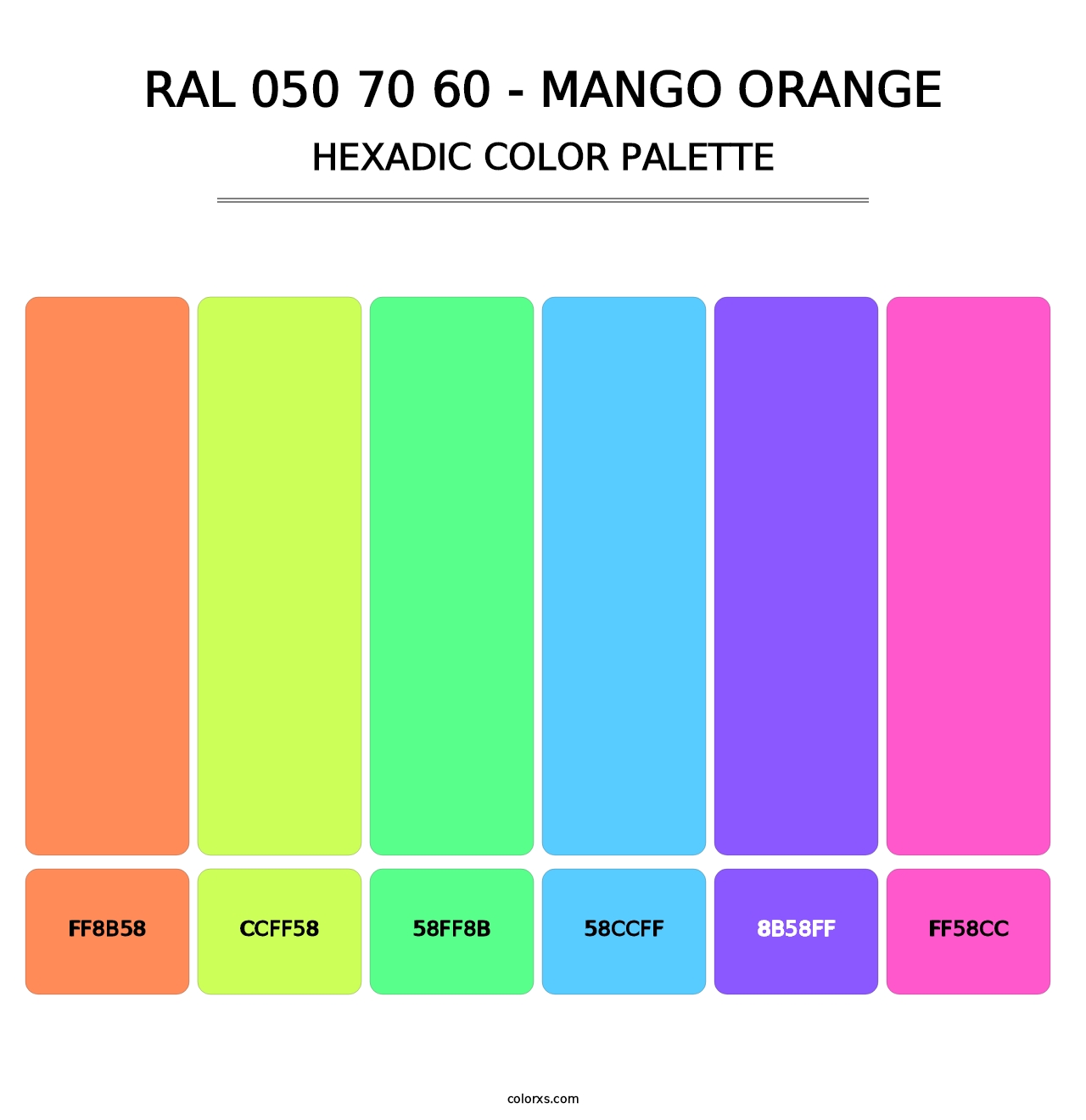 RAL 050 70 60 - Mango Orange - Hexadic Color Palette
