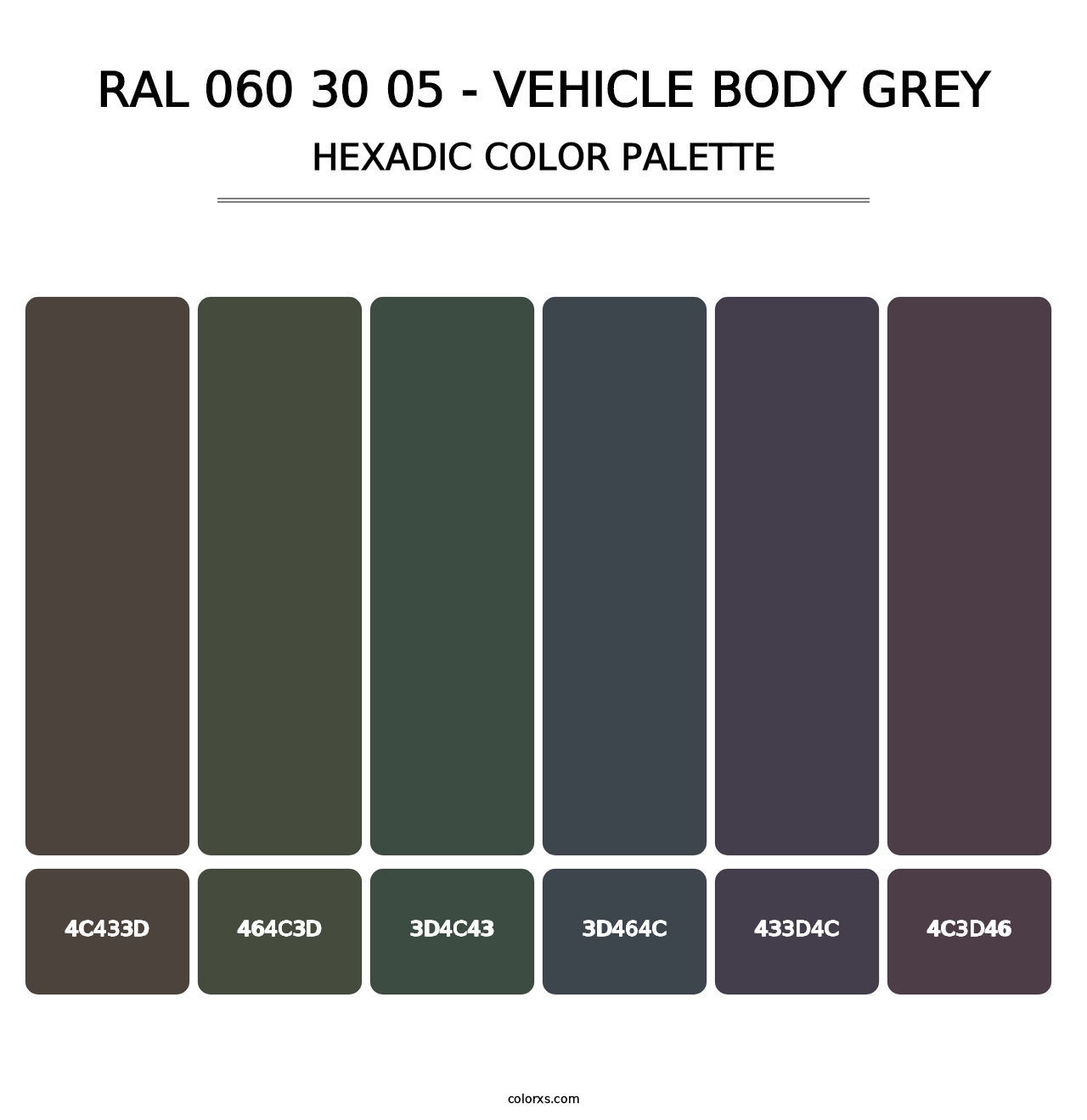 RAL 060 30 05 - Vehicle Body Grey - Hexadic Color Palette