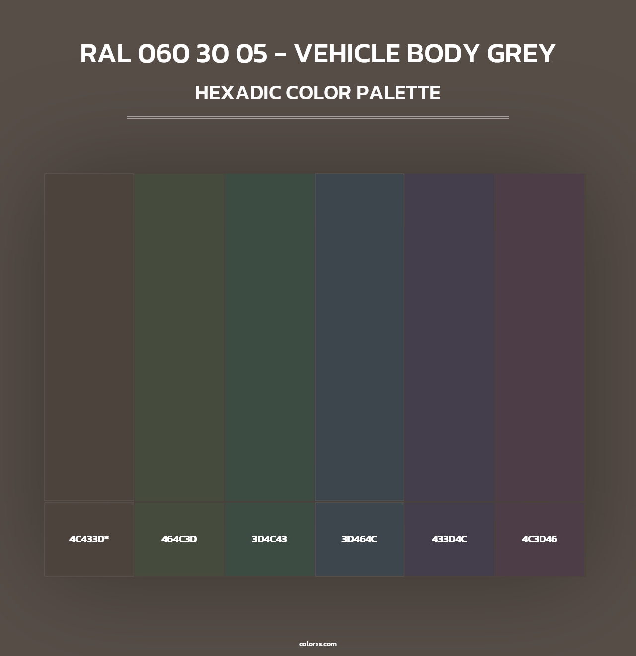 RAL 060 30 05 - Vehicle Body Grey - Hexadic Color Palette