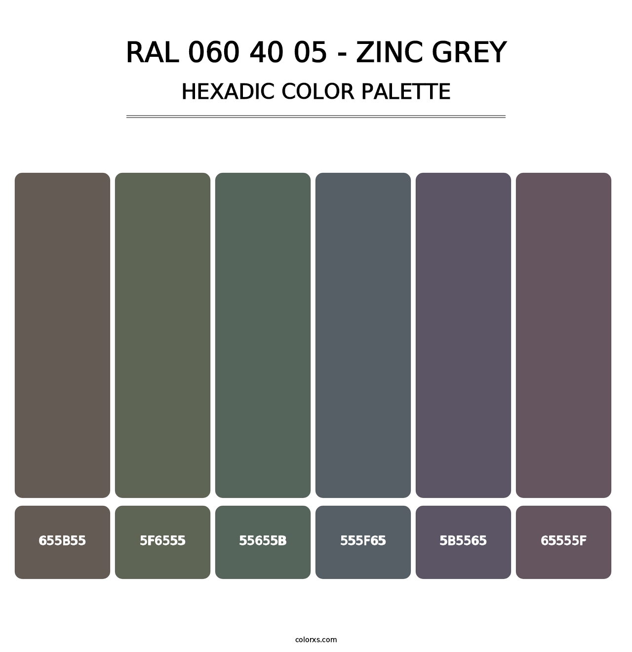 RAL 060 40 05 - Zinc Grey - Hexadic Color Palette
