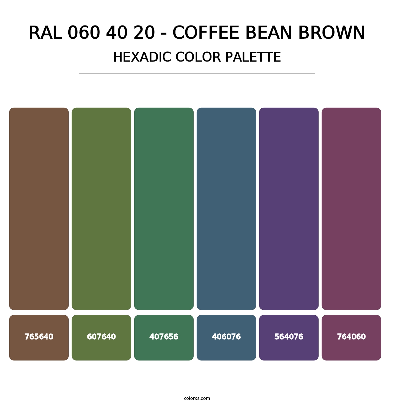 RAL 060 40 20 - Coffee Bean Brown - Hexadic Color Palette