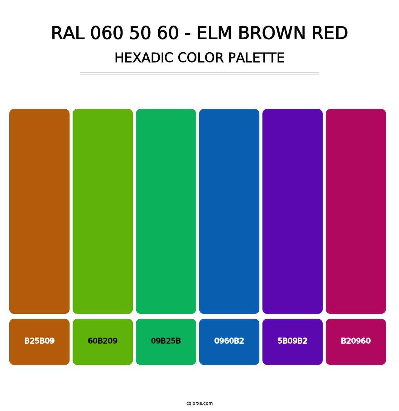 RAL 060 50 60 - Elm Brown Red - Hexadic Color Palette