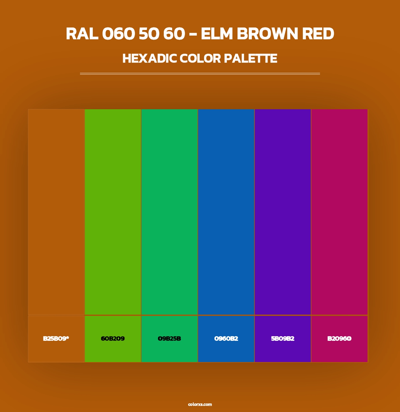 RAL 060 50 60 - Elm Brown Red - Hexadic Color Palette
