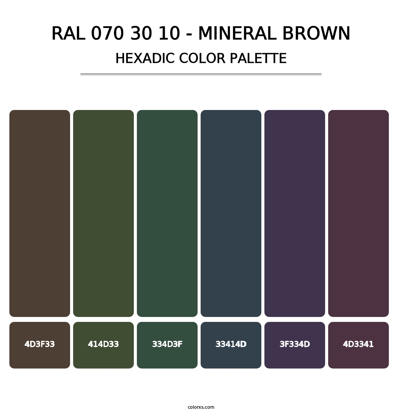 RAL 070 30 10 - Mineral Brown - Hexadic Color Palette