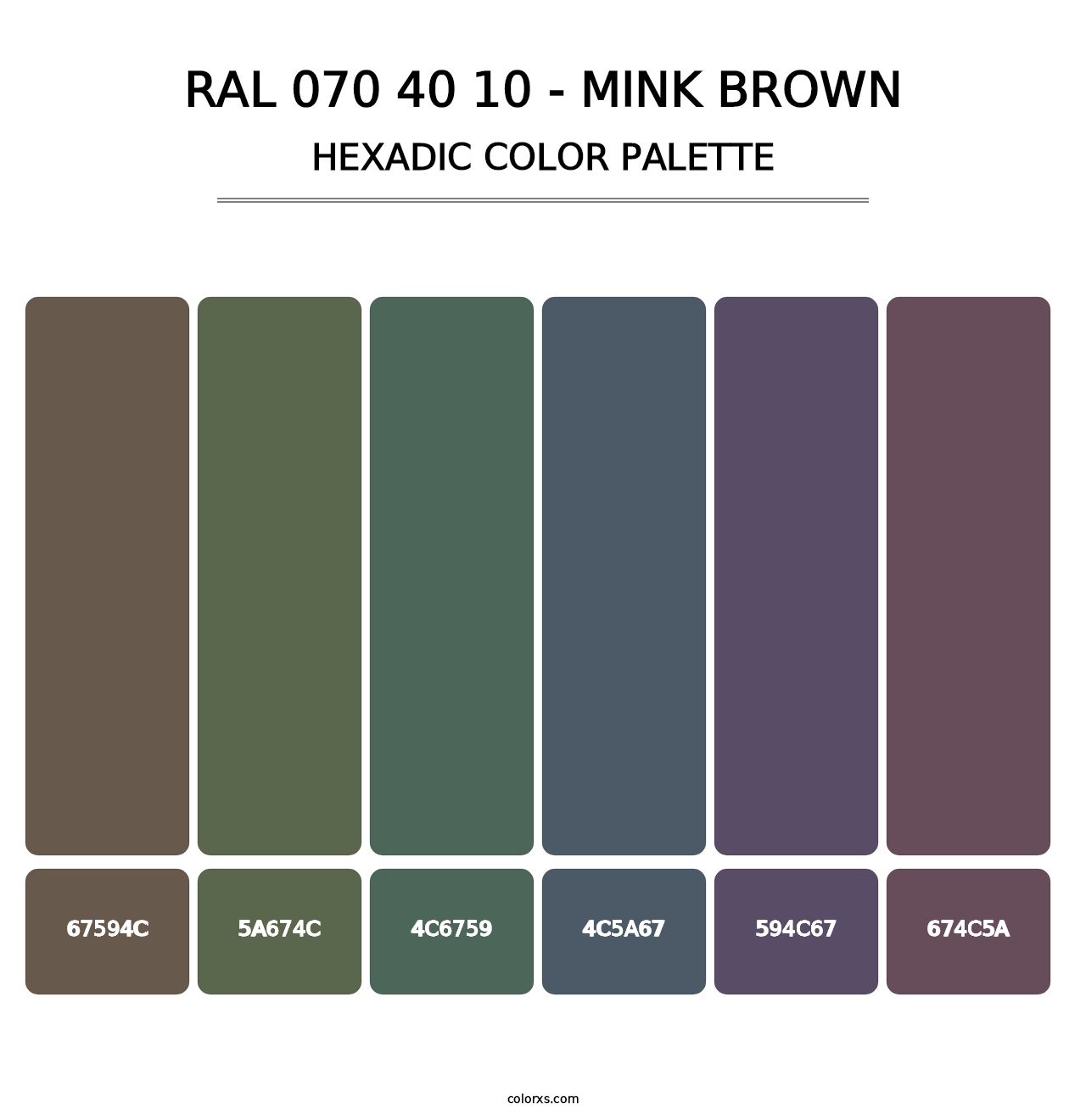RAL 070 40 10 - Mink Brown - Hexadic Color Palette