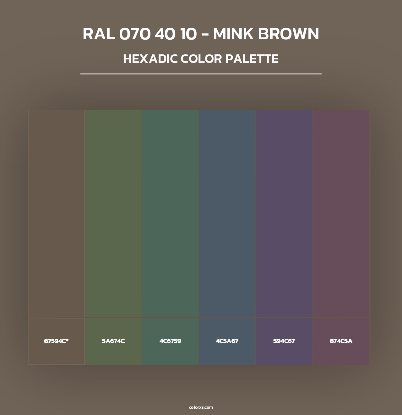 RAL 070 40 10 - Mink Brown - Hexadic Color Palette