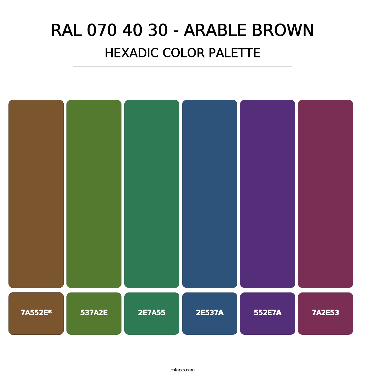RAL 070 40 30 - Arable Brown - Hexadic Color Palette