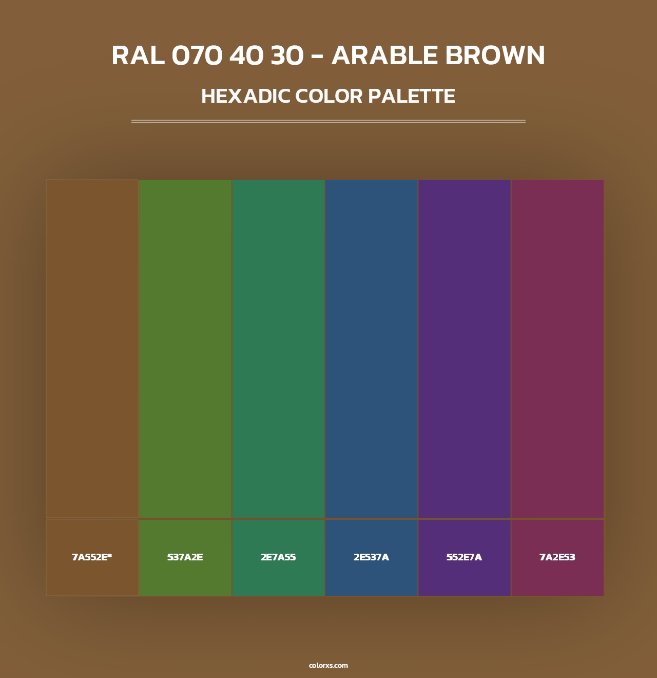 RAL 070 40 30 - Arable Brown - Hexadic Color Palette
