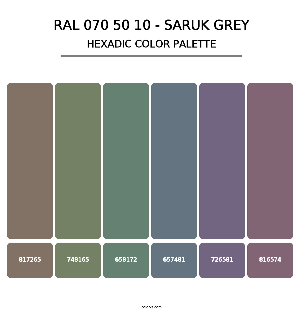 RAL 070 50 10 - Saruk Grey - Hexadic Color Palette