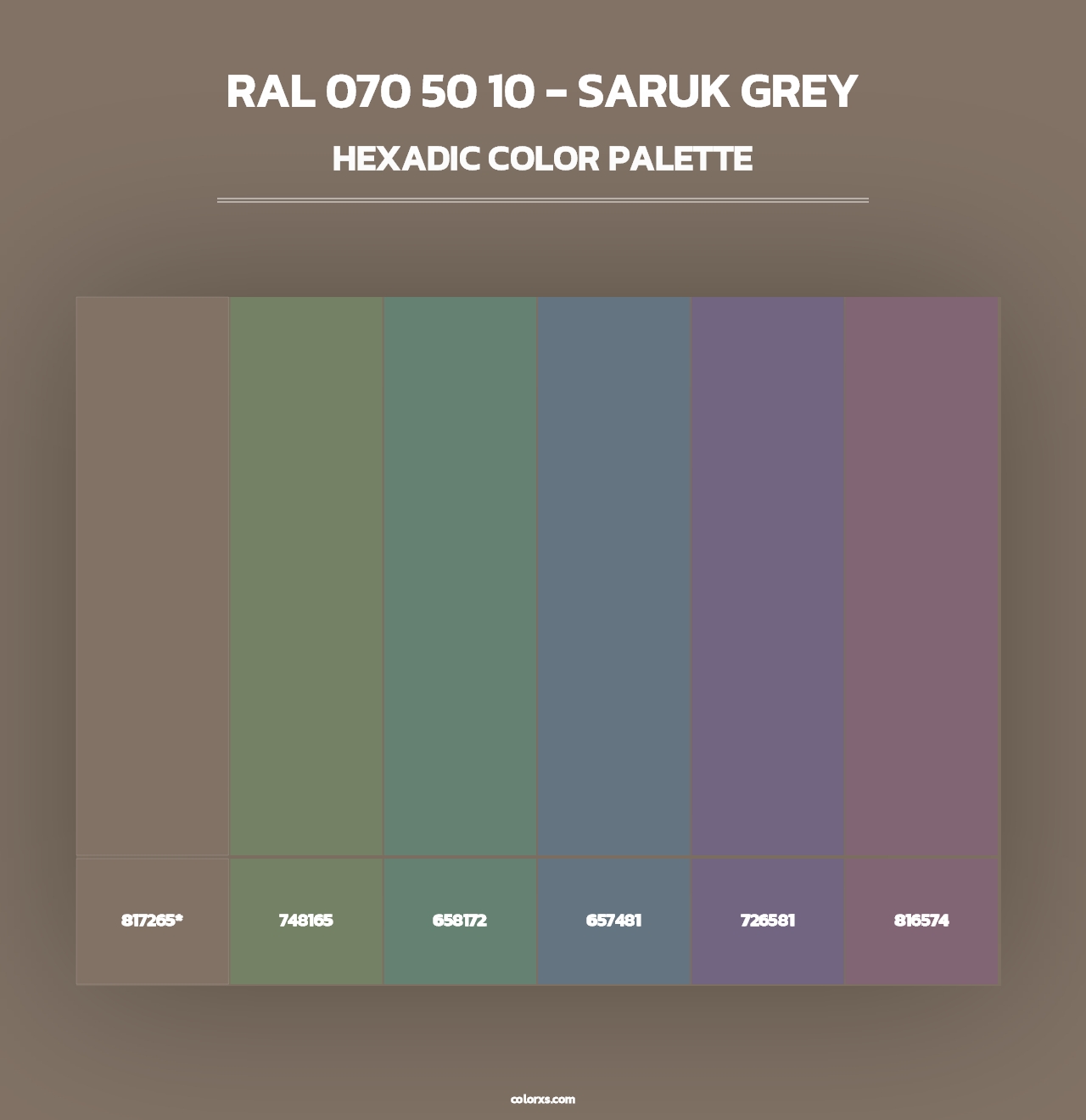 RAL 070 50 10 - Saruk Grey - Hexadic Color Palette