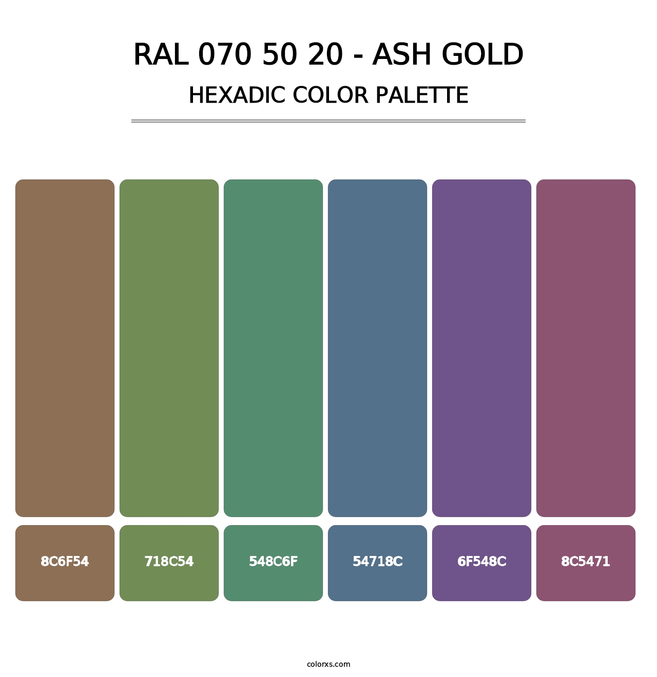 RAL 070 50 20 - Ash Gold - Hexadic Color Palette