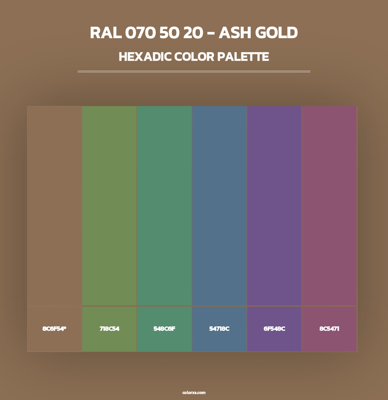 RAL 070 50 20 - Ash Gold - Hexadic Color Palette