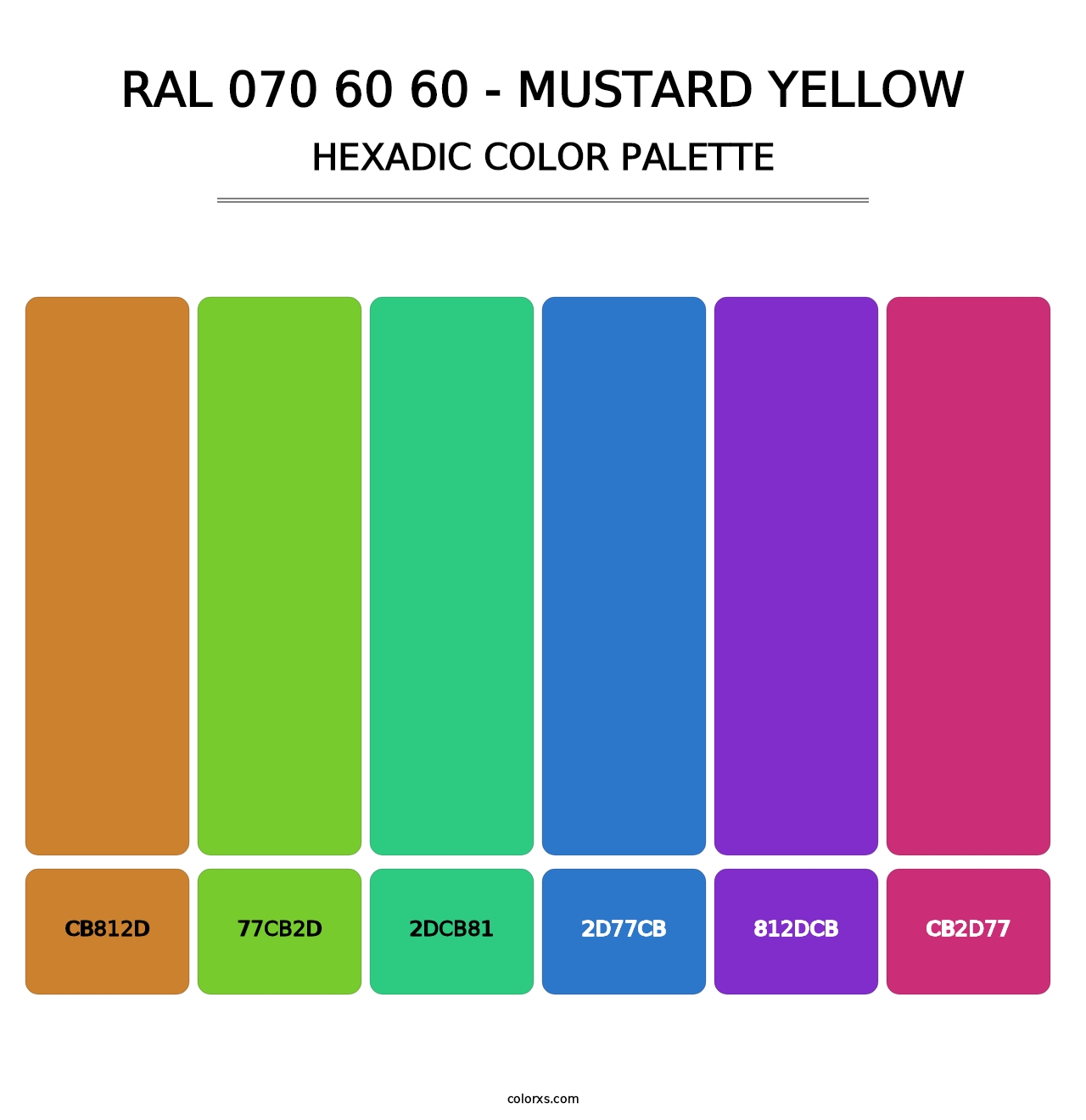 RAL 070 60 60 - Mustard Yellow - Hexadic Color Palette