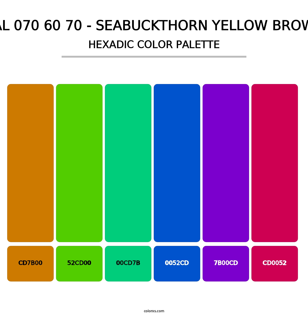 RAL 070 60 70 - Seabuckthorn Yellow Brown - Hexadic Color Palette