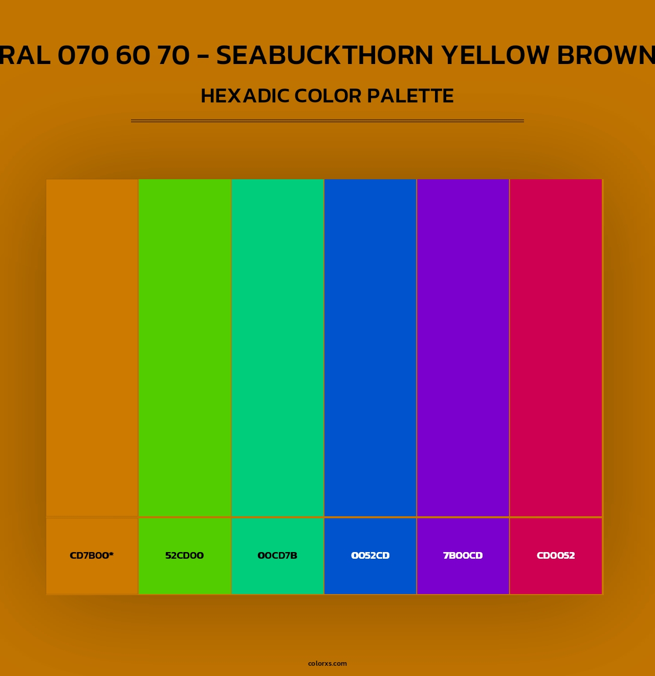RAL 070 60 70 - Seabuckthorn Yellow Brown - Hexadic Color Palette