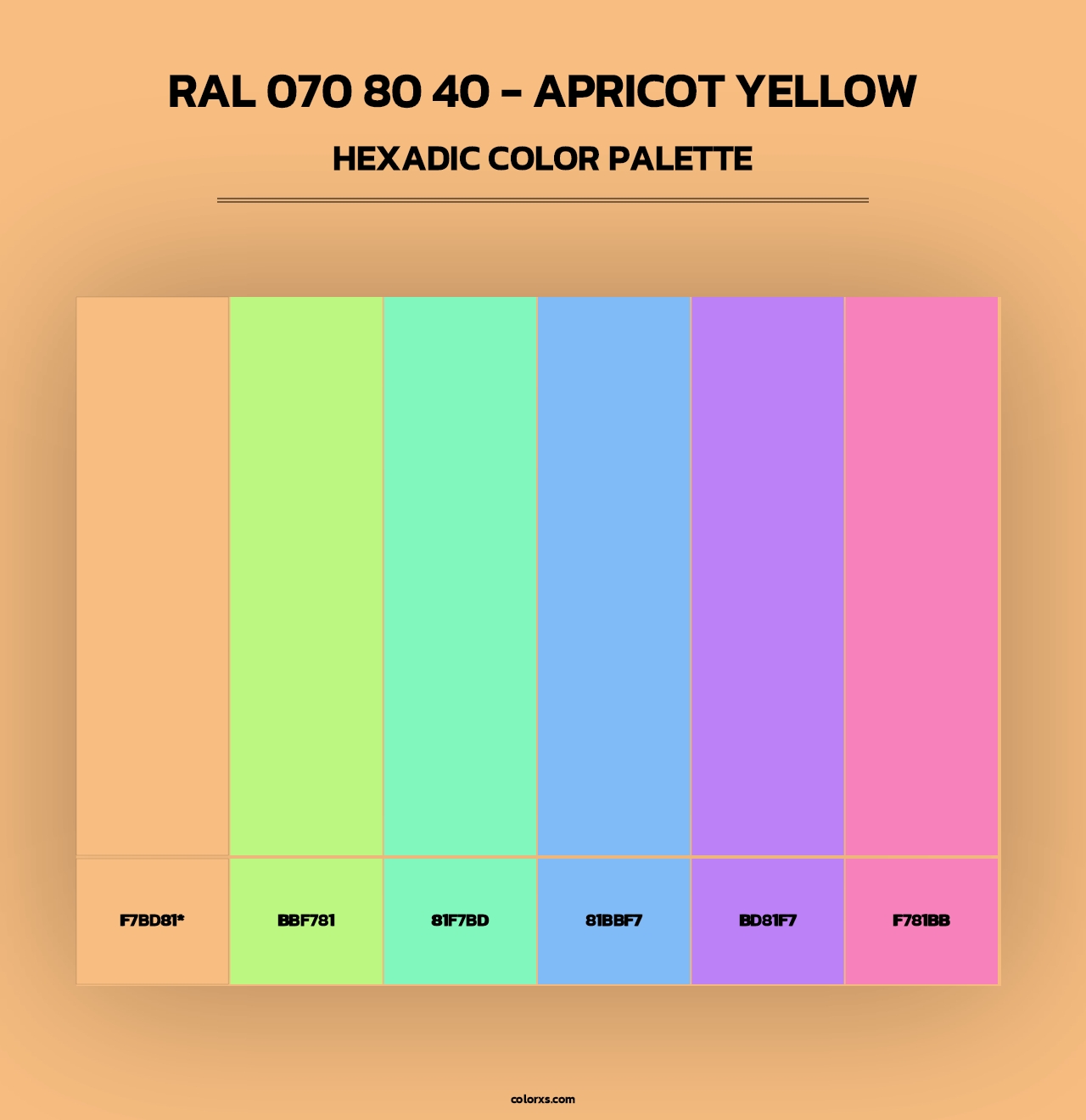 RAL 070 80 40 - Apricot Yellow - Hexadic Color Palette