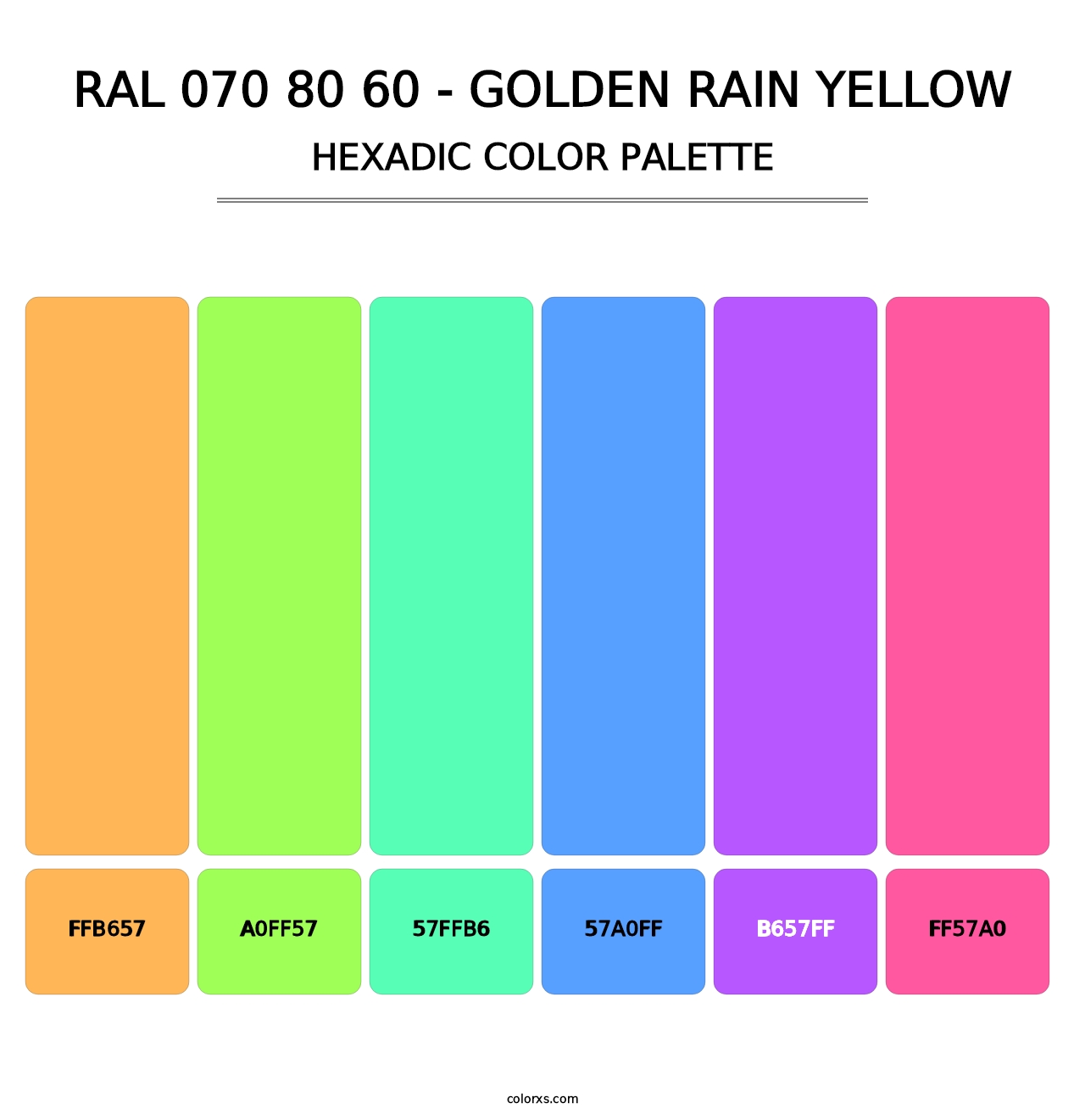 RAL 070 80 60 - Golden Rain Yellow - Hexadic Color Palette