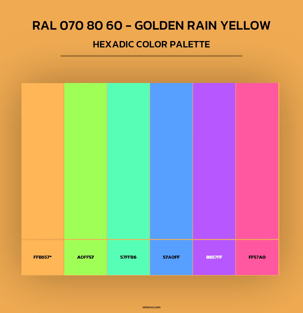 RAL 070 80 60 - Golden Rain Yellow - Hexadic Color Palette